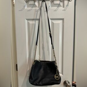 Michael Kors Black Leather Purse With Gold Chain Acct